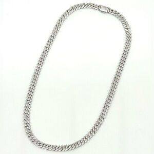 925 Silver, 11.7CTW Moissanite Arc Miami Cuban Chain